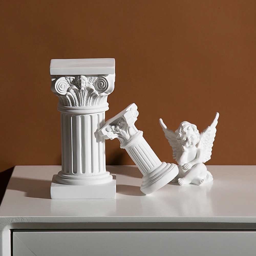 Scandinavian resin Roman column candlestick angel ornaments sculpture window sample room mini shooting props soft decorations
