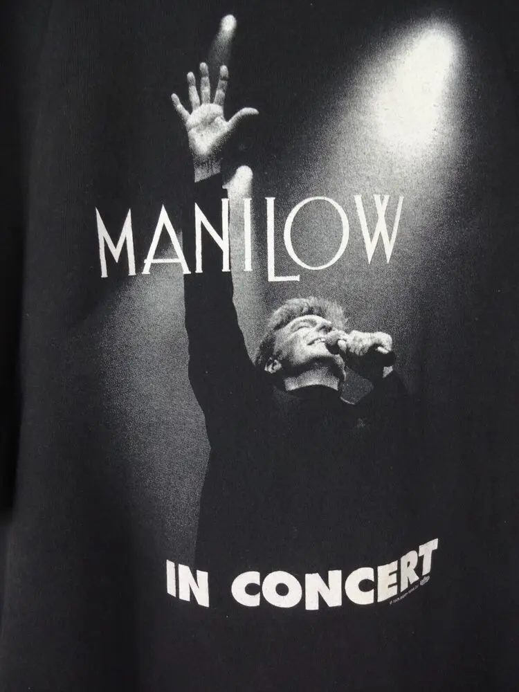 Barry Manilow Vintage Jaren 90 Live In Concert Shirt Grappig Zwart Katoen T-Shirt Cadeau Mannen