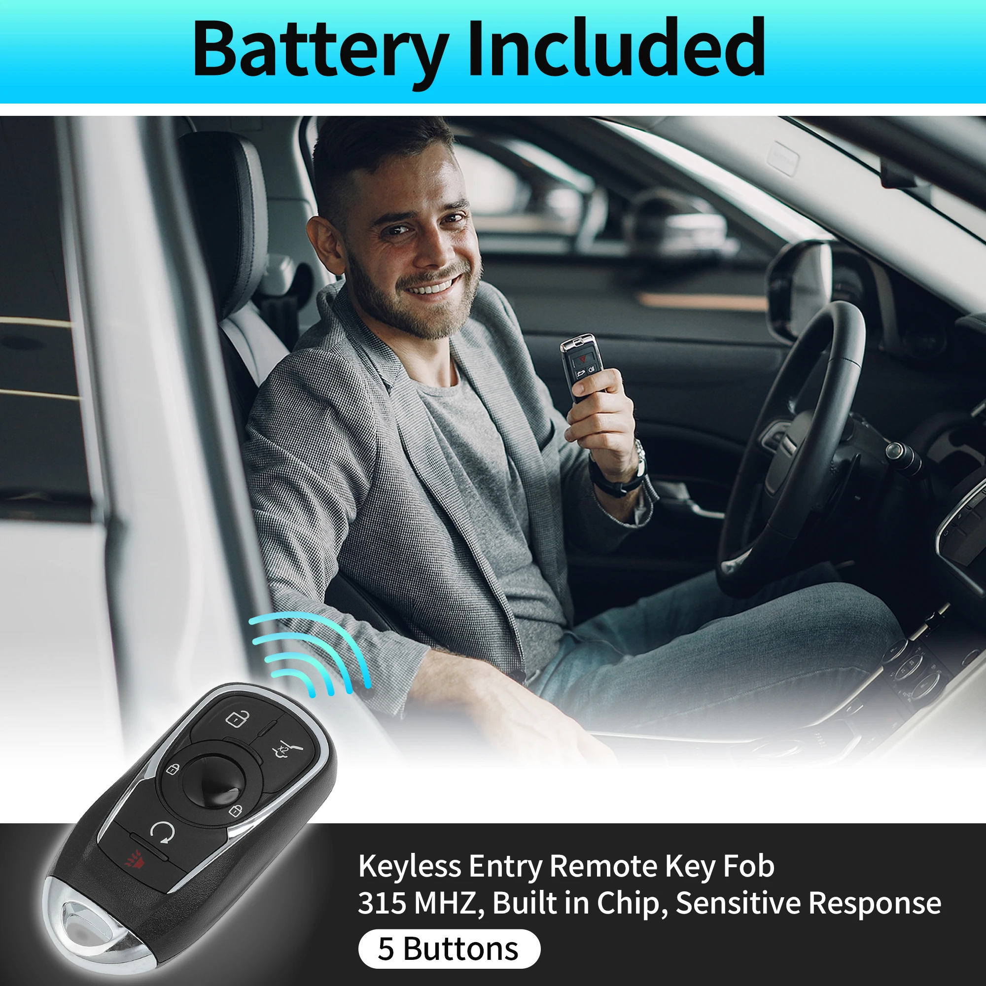 

X Autohaux HYQ4AA 315 MHz Keyless Entry Remote Key Fob for Buick Envision 16-2020 5 Buttons
