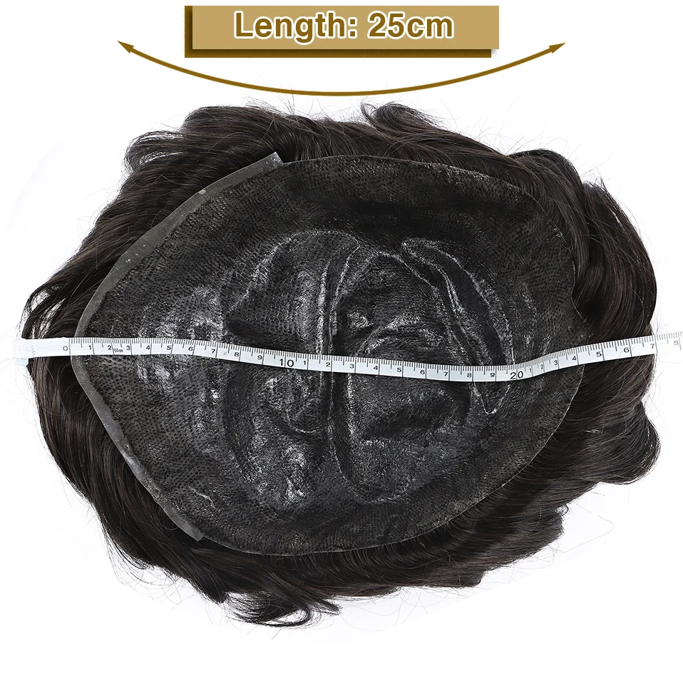 S-noilite 0.1mm PU Toupee Men 75g Human Hair Men Wig Hair Prosthesis 6inch 130% Denstiy Natural Hair Wig Male Replacement System