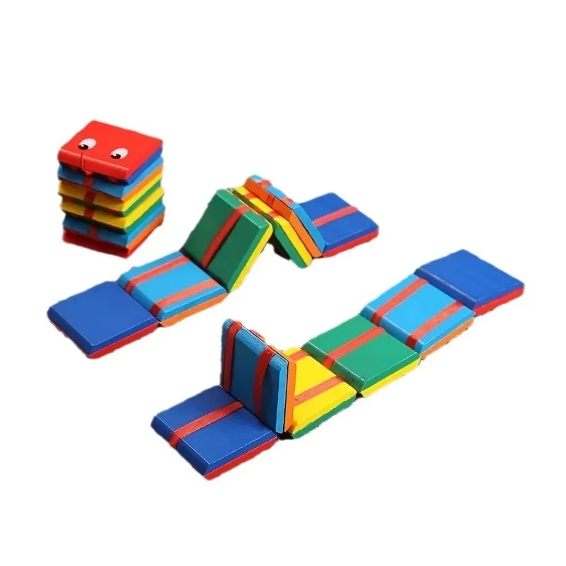Infinite Flip Folding Wooden Snake Wooden Jacobs Ladder Toys Jacobs Ladder Fidget Classic Toy for Kids Kindergarten Puzzle Toys