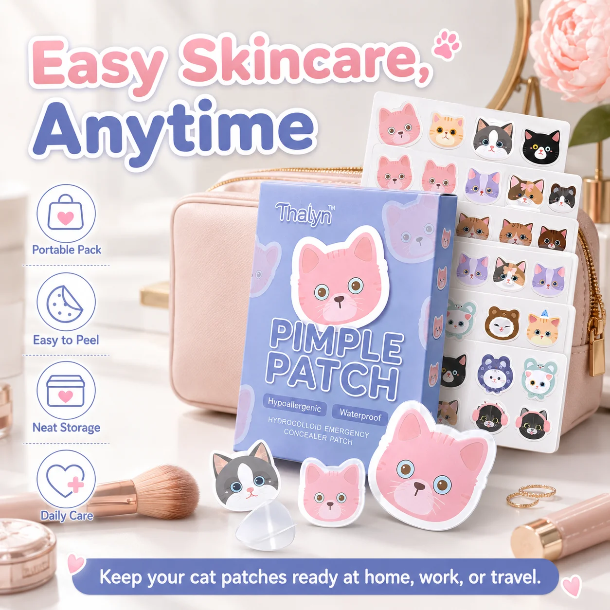 200PCS Multi-Color Cat Star Acne Stickers Waterproof Invisible Strong Conceal Blemish Patches Universal Face