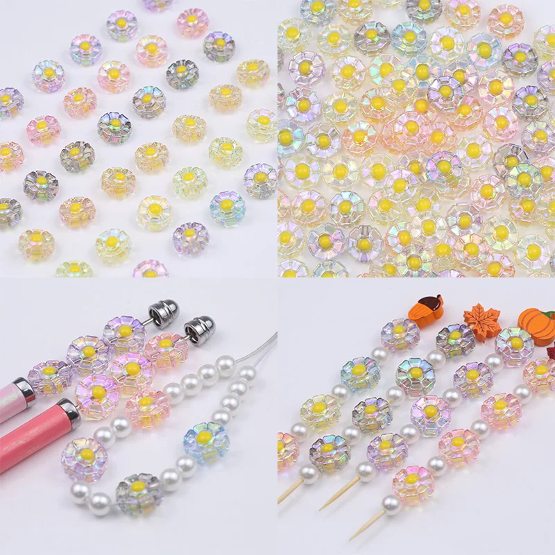 16 مللي متر اللون الأرجواني زهرة شكل الاكريليك متباعدة فضفاض الخرز لصنع المجوهرات Charms سوار قلادة المفاتيح DIY بها بنفسك اكسسوارات