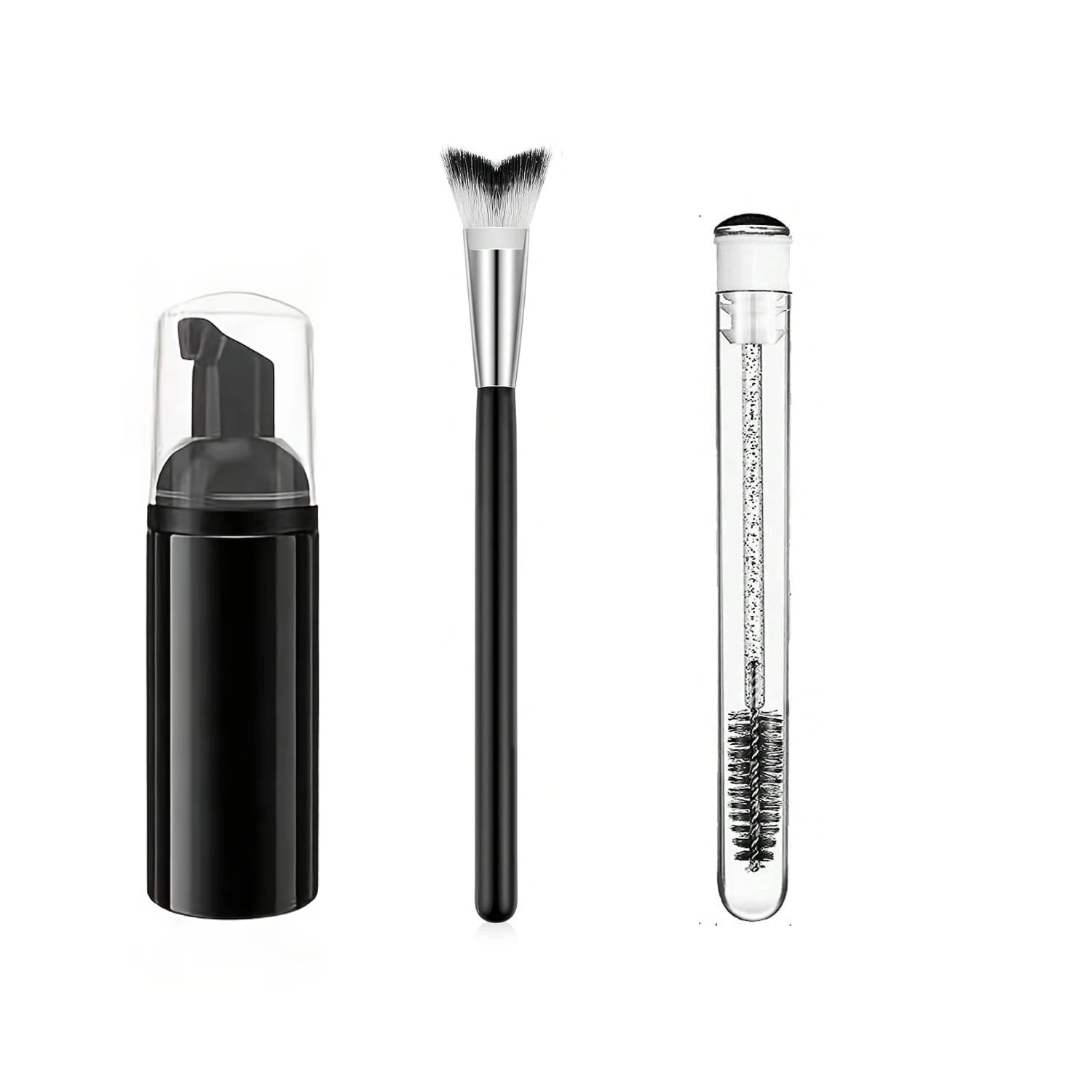 Professional Eyelash Extension Cleaning Kit with Shampoo Soap Lash Brush Foam Bottle Mascara Wands Gel Pads for Salon Supplies