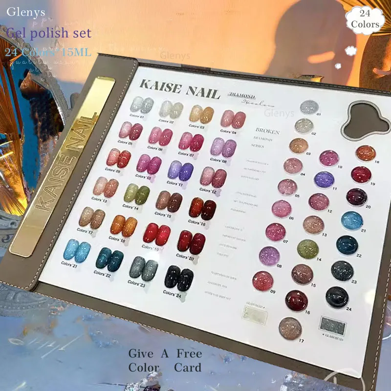 Glenys 24 couleurs vernis à ongles gel net rouge populaire semi permanent gel d'immersion couleur carte UV LED salon de manucure art vernis ensemble