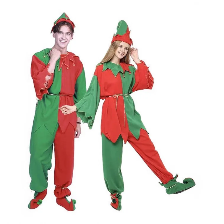 

Christmas Elf Men's and Women's Suits European and American Children's Halloween Costumes Christmas Cosplay Family new clothes