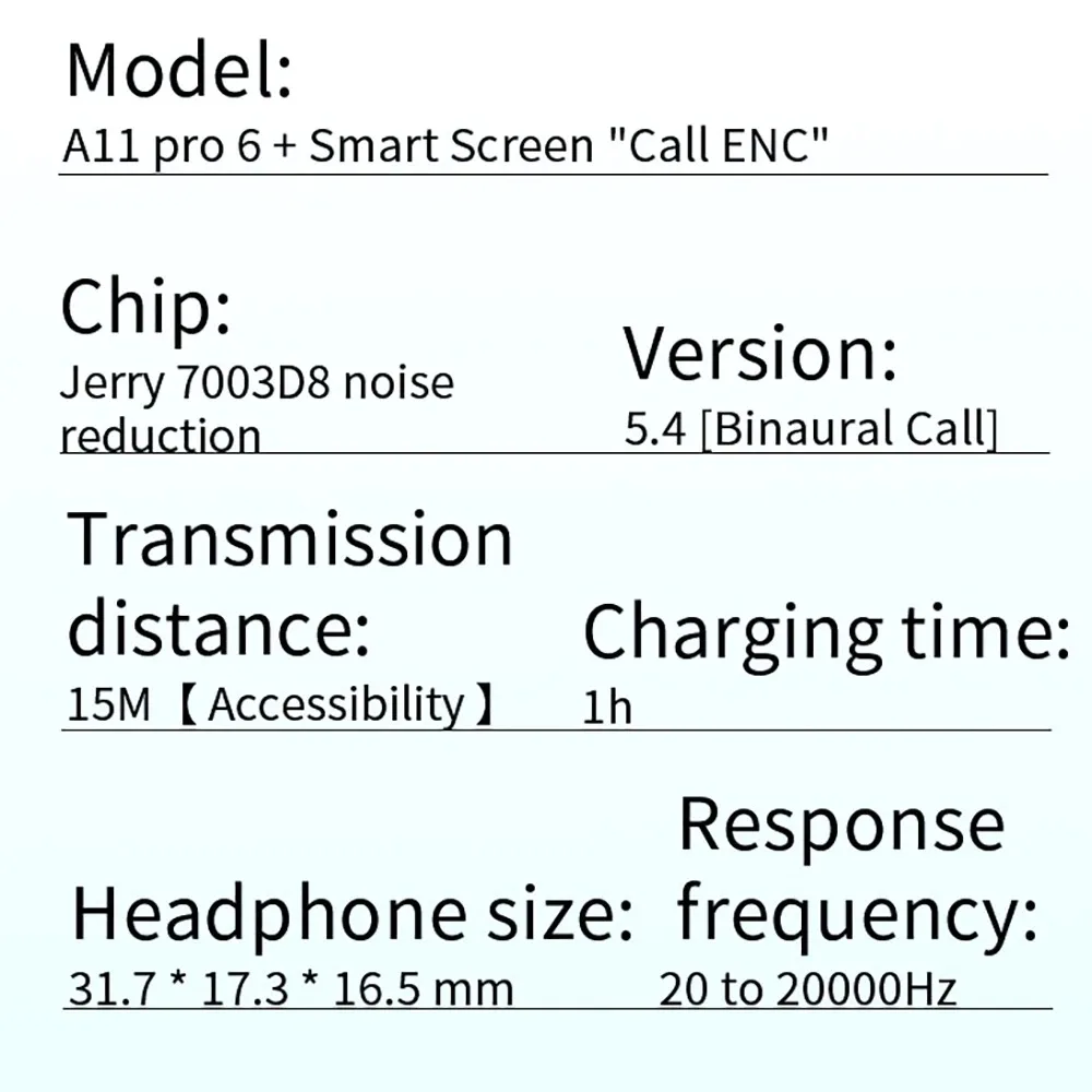 A11 Pro TWS Auricolari wireless Touch Control Schermo LCD Auricolare con cancellazione del rumore ENC Batteria lunga con suono premium super bassi