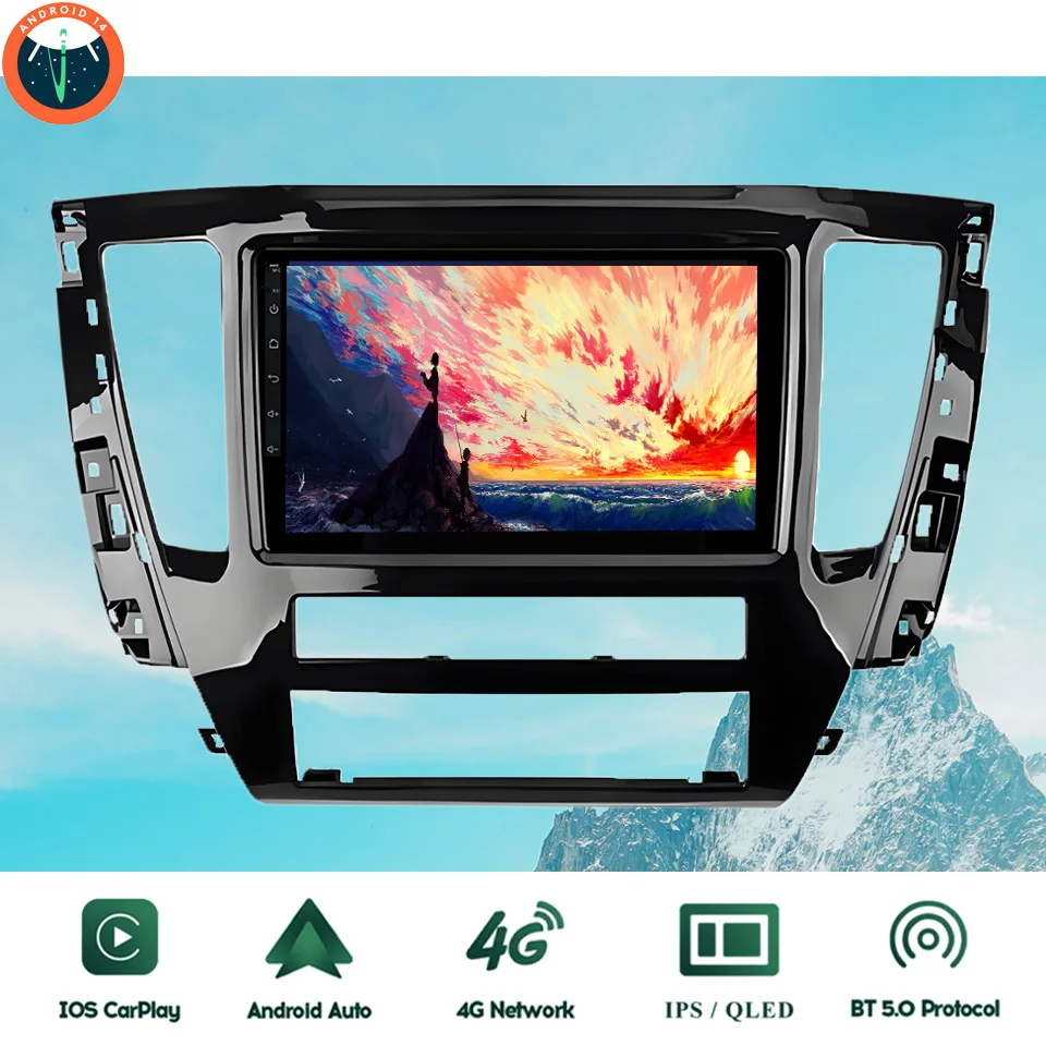 9‘’ QLED Android14 8G Ram Car GPS Navi Music Video Multimedia Player For Mitsubishi Pajero Sport 2020 2021 Auto Stereo Head Unit