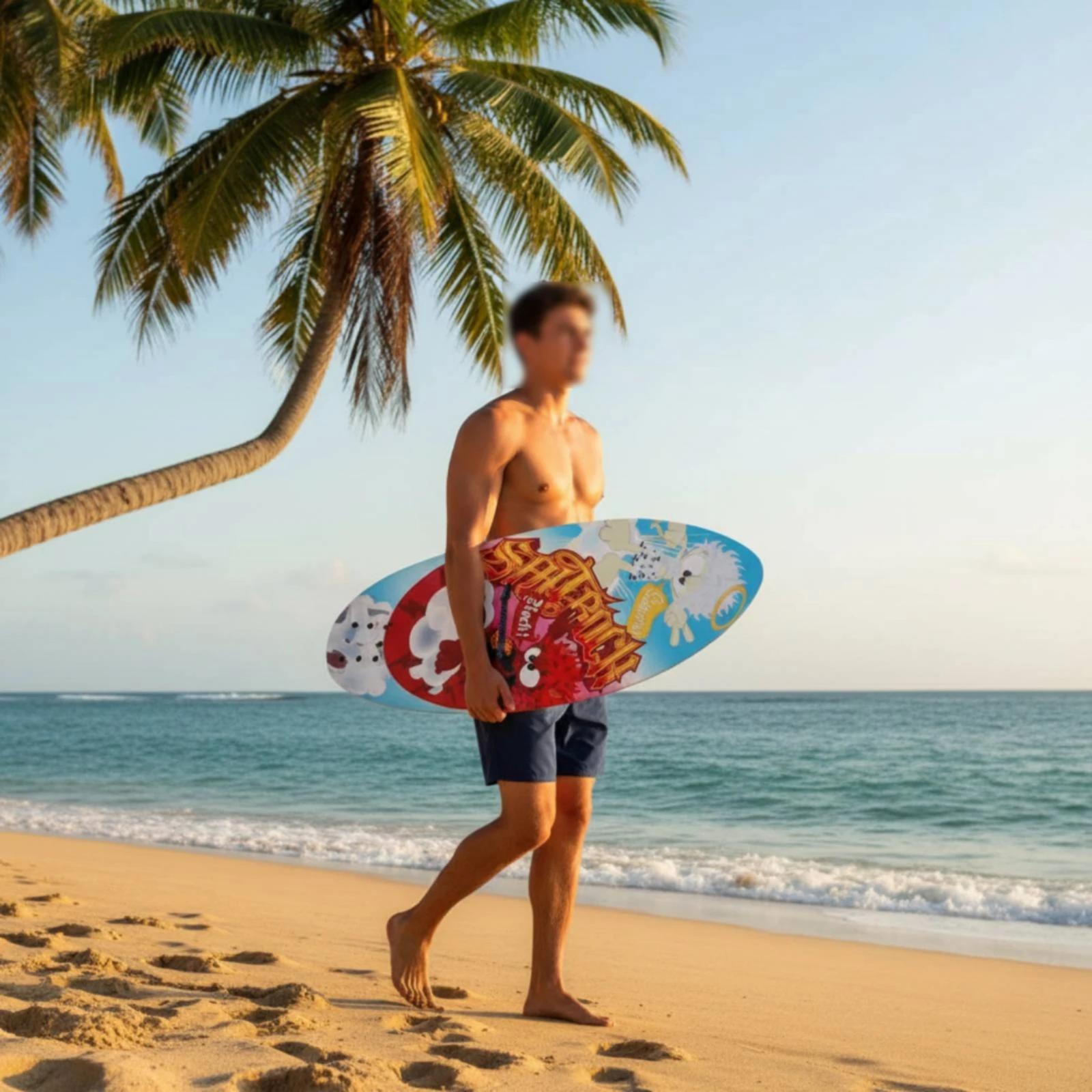 Water Surfboard Tapered Standing Surfboard Printed Graphic Single for Recreational Use