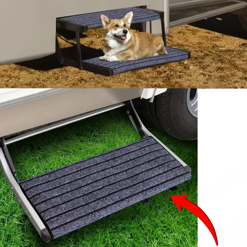 1PC RV Step Mat With Non-Slip Surface Adjustable Height Heavy-Duty Dirt-Trapping Floor Mat For Caravan Motorhome Outdoor Trailer