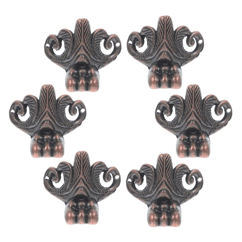 6 قطعة أقدام صندوق خمر علبة خشبية الساقين حماة الزوايا الرجعية للمجوهرات خزانة الصدر ديكور المعادن دعم الأثاث