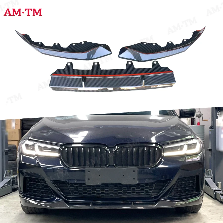 

Углеродное волокно для BMW 5 серии G30 G38 M Sport 2021 + автомобильный передний бампер, сплиттер, передняя губа, подбородок, спойлер, диффузор, детали, комплект кузова