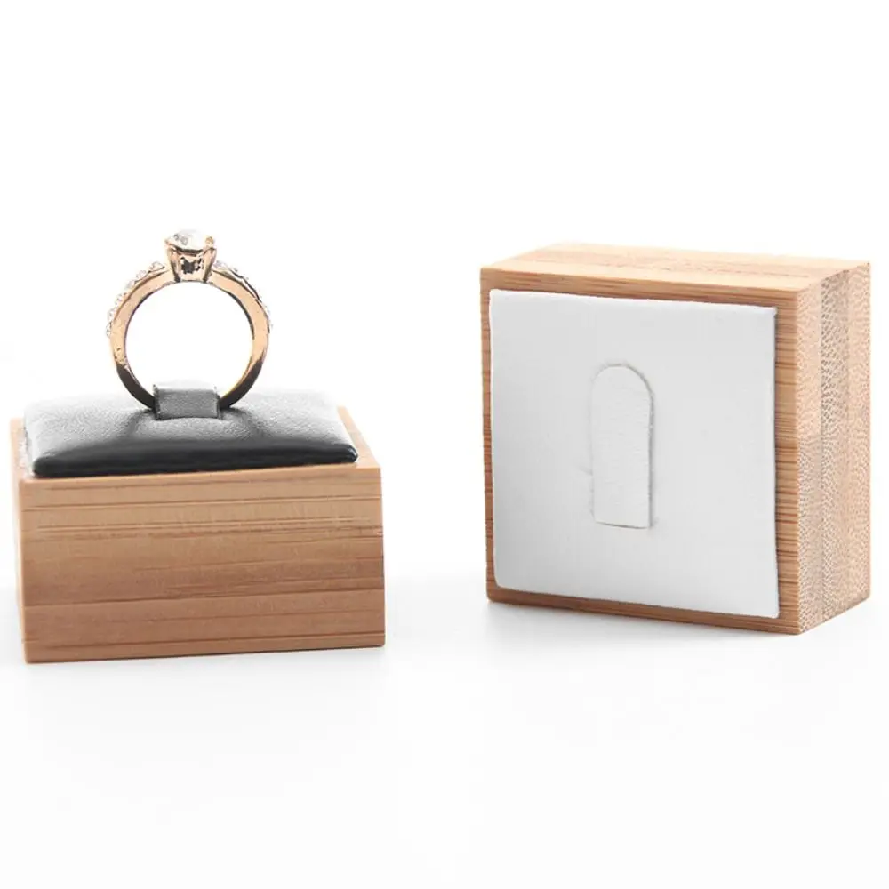 

Small Ring Display Rack Travel Solid Color Wedding Ring Box Ring Holder Case Wooden Jewelry Show Props Earrings Rings Organizer