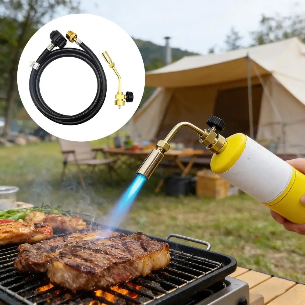 Propane Torch Hose Adapter Kit Manual Ignition Flame Torch Portable Propane Torch Fuel by Gas Cylinder for Soldering Welding Bra