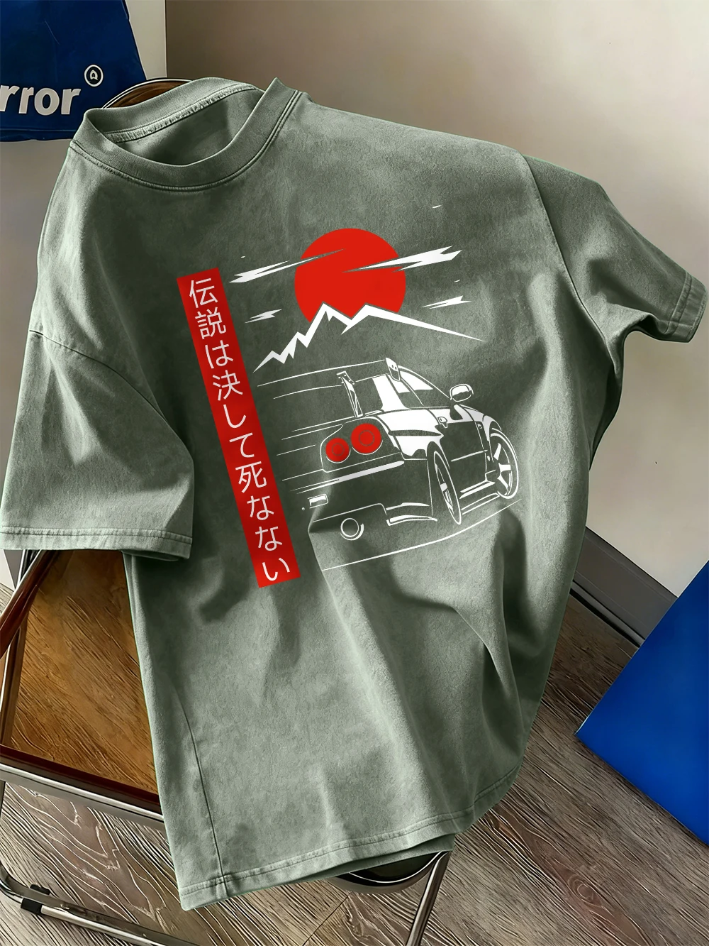 Car Is Heading At Sunrise Bedruckte gewaschene T-Shirts Damen Baumwolle Kurzarm Tops Lässige O-Ausschnitt Übergroße T-Shirt Sommerkleidung