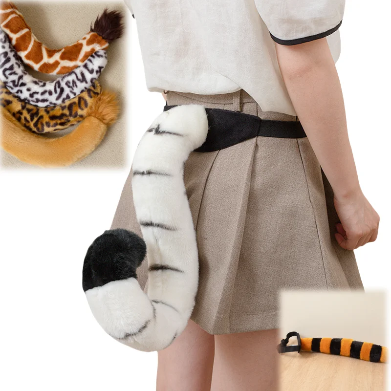 

Kawaii Animal Tiger Tail Plush Simulated Raccoon Dinosaur Leopard Tail for Halloween Cosplay Costume Accessories Tail Girl Gifts