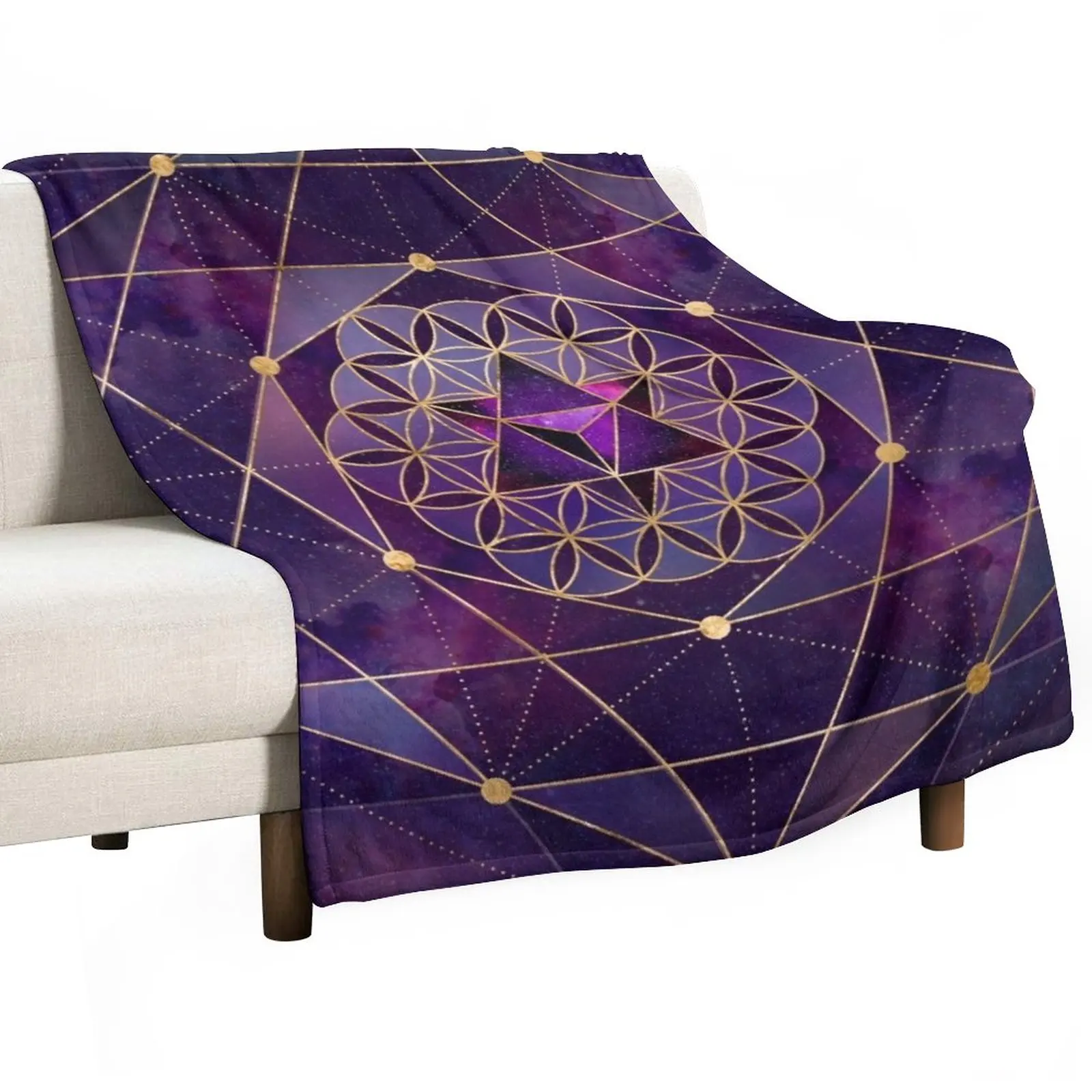 Merkabah in flower of life - Sacred Geometry Throw Blanket anime valentine gift ideas Decorative Blankets Retro Blankets