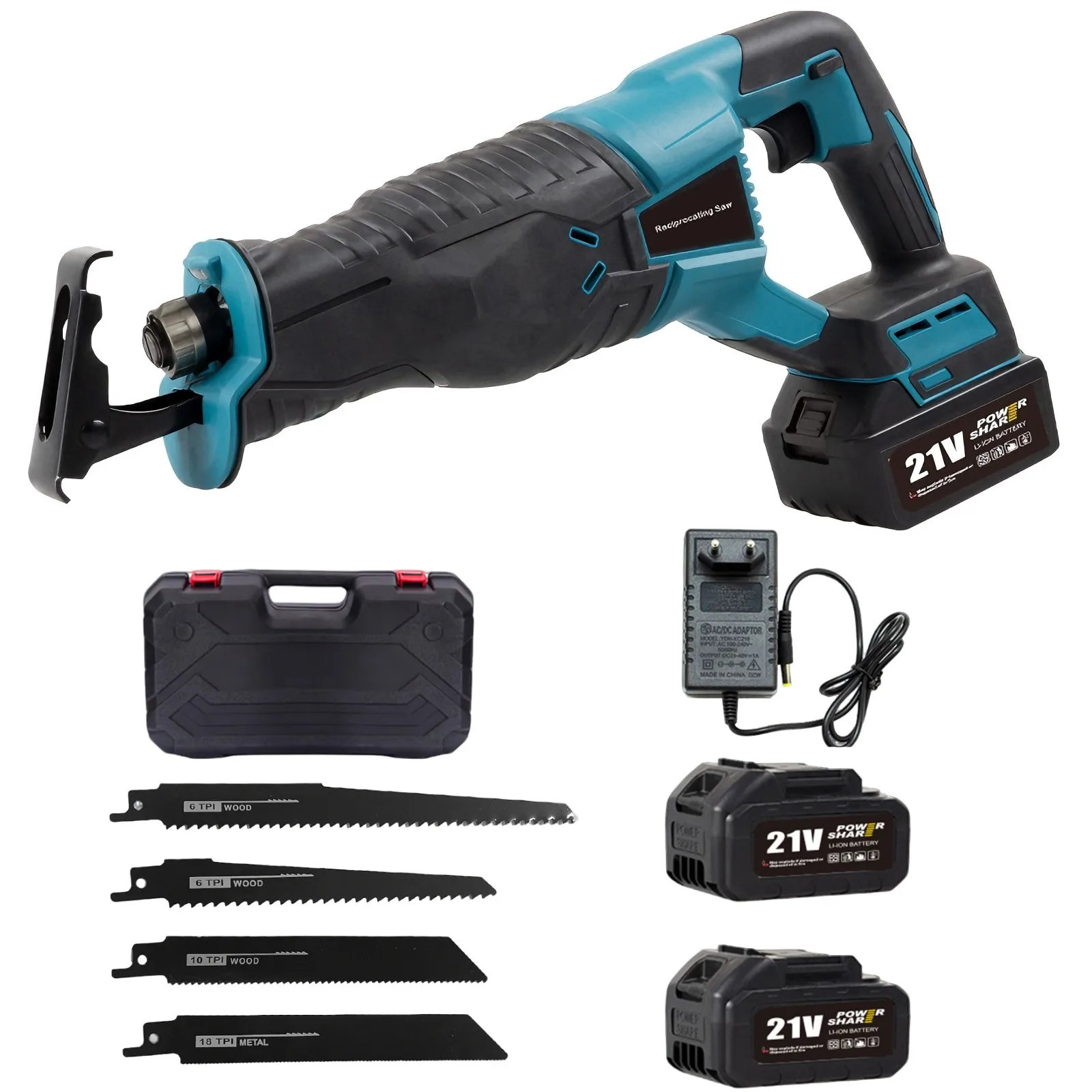 Scie sauteuse électrique sans fil 10000SPM, scie à chaîne électrique, outil de coupe pour métal, bois et tuyaux, compatible avec la batterie Makita 18V