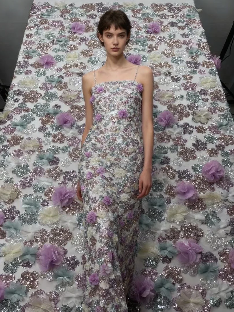 

Роскошная африканская сетчатая кружевная ткань 2025 3D вышивка 3D цветы с бусинами и блестками Французский тюль Кружева для нигерийской свадьбы