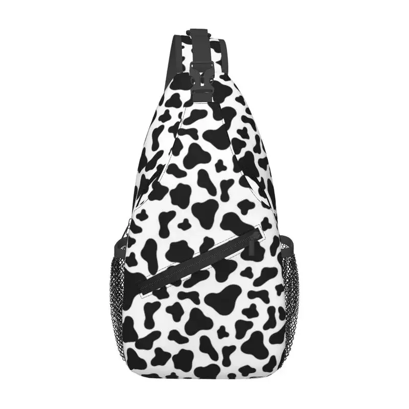 Custom Cow Print Crossbody Sling Backpack Men Anima Skin Texture Chest Shoulder Bag for Traveling Daypack