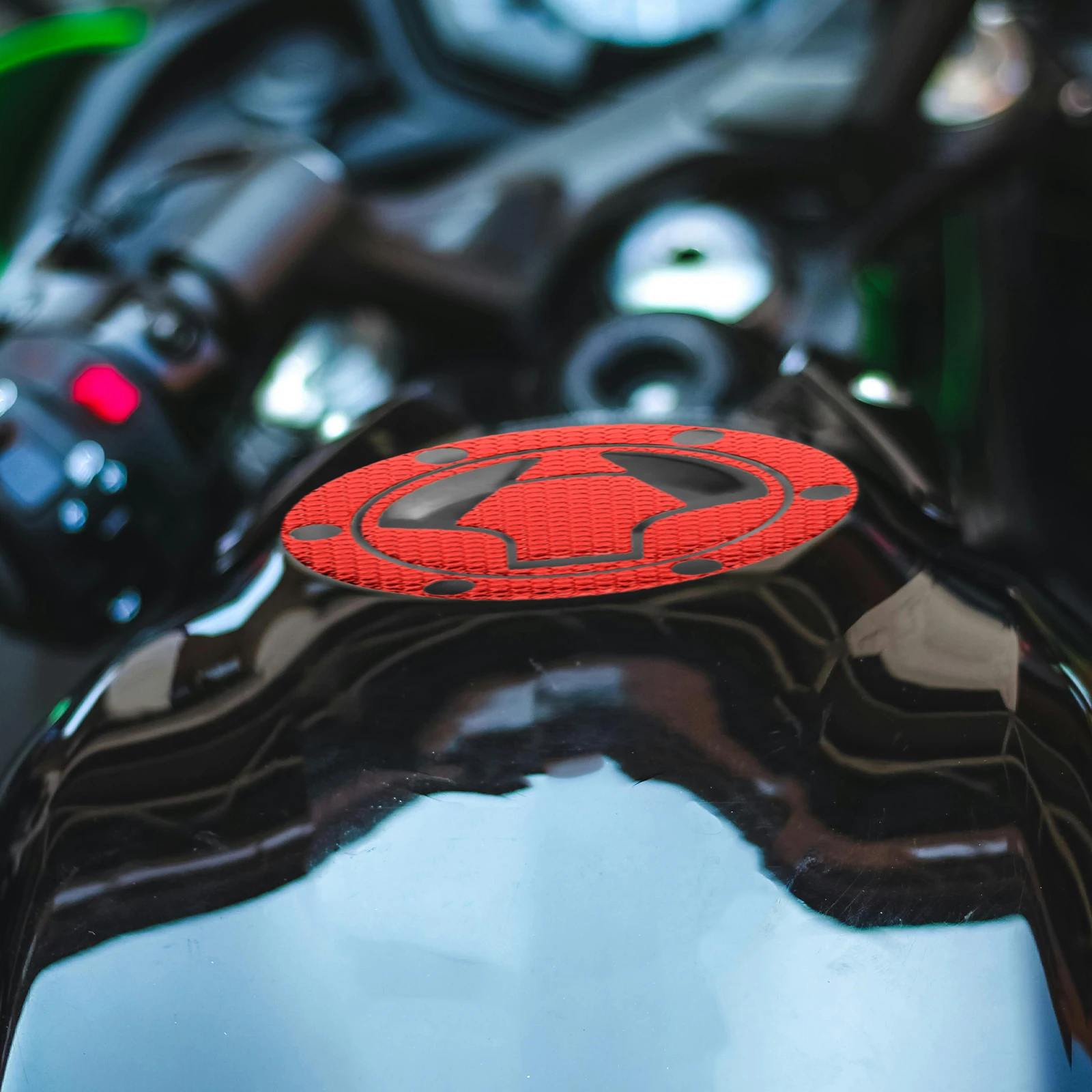 

Motorcycle Fuel Tank Sticker Decal 6 Hole Stylish Durable Easy Wear Universal Accessories Red Gas Pad Protectors
