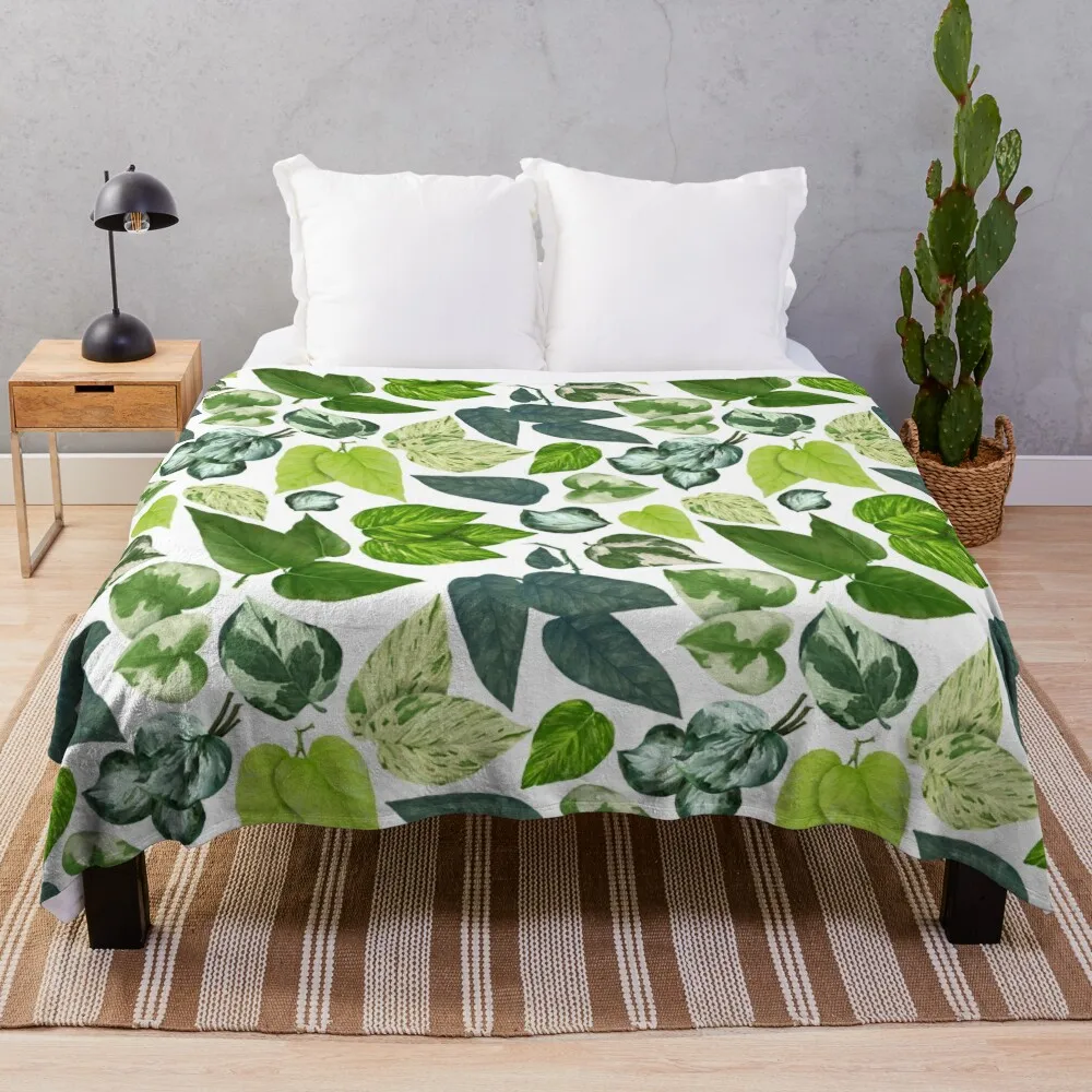 

Pothos Leaves Family Throw Blanket Baby Thins Flannel Custom Blankets