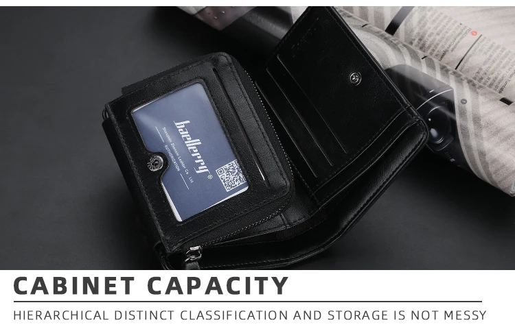 Brand Men PU Leather Short Wallet With Zipper Coin Pocket Vintage Big Capacity Male Short Money Purse Card Holder New