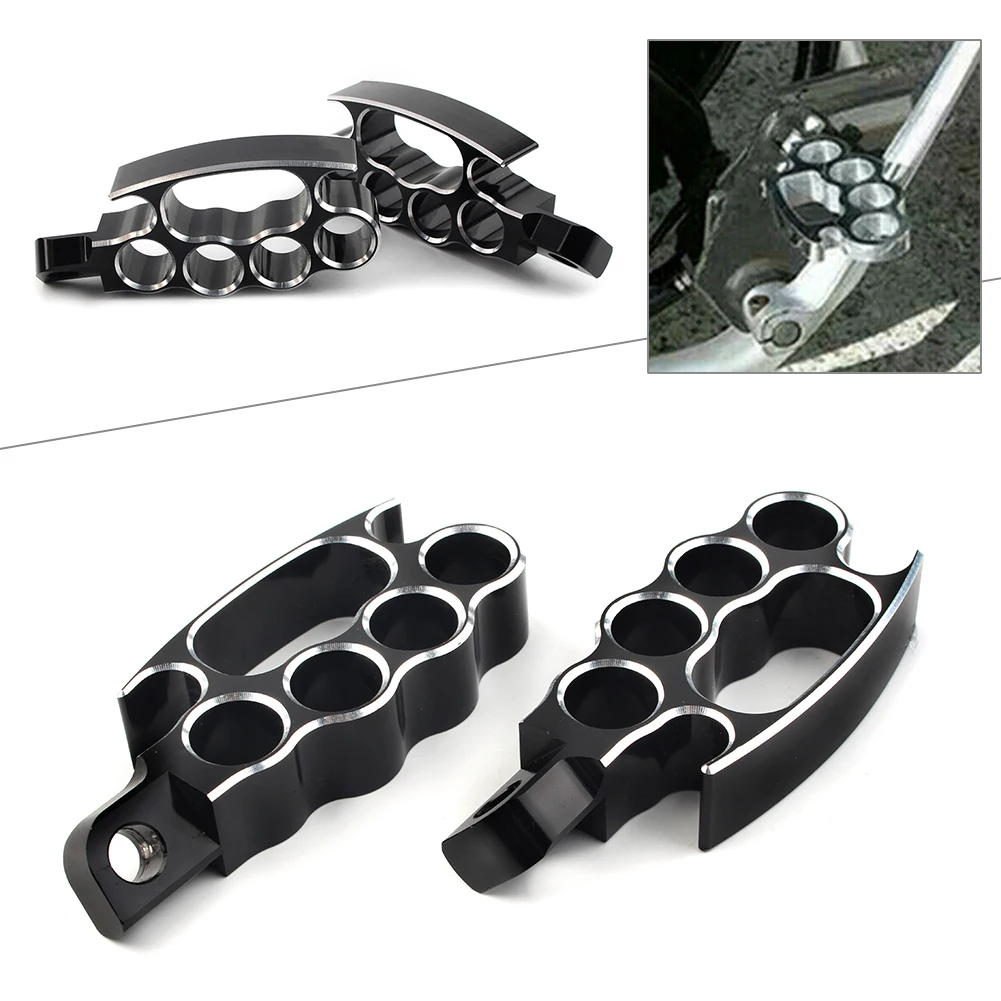 1Pair Motorcycle Knuckle Footrest Floor Board Controls Foot Pegs For Harley Davidson Touring Softail Dyna Sportster CNC Aluminum