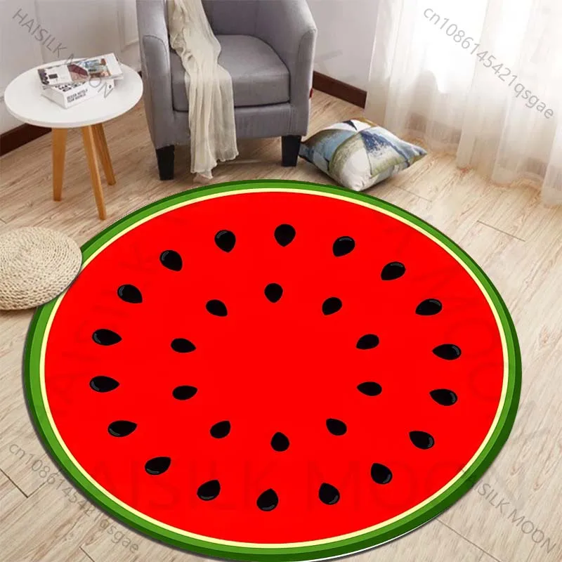 Juicy watermelon slice Printed round carpet living room sofa table carpet large pet mat soft round carpet home decoration