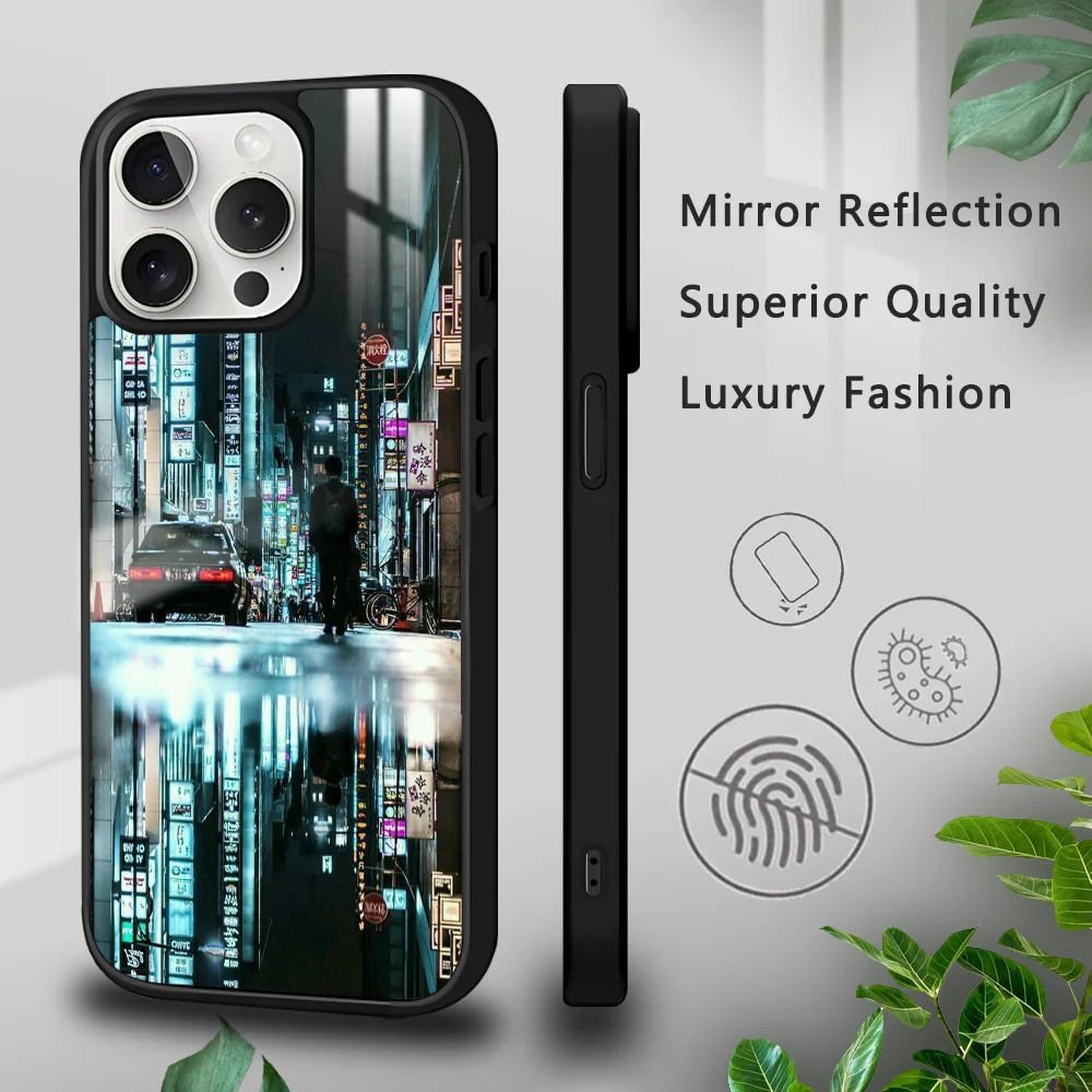 Tokyo N- Neon F-Futuristic City Phone Case For iPhone 16 15 14 13 12 11 Pro Xs Max Mini Plus Celulares Hard Funda