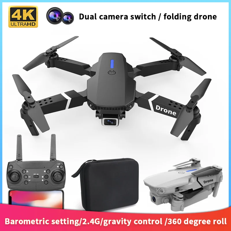 E88 Pro Drone 4K Profesional 90° HD Wide-angle Dual Camera Hovering Optical Flow Foldable Unmanned Aerial Vehicle Quadcopter Toy