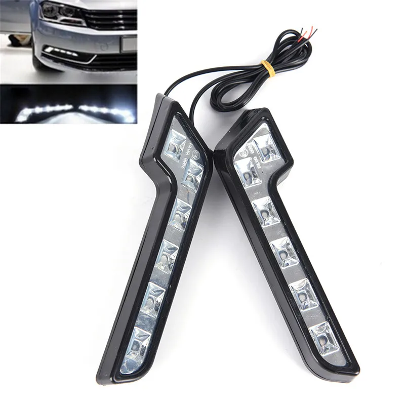 2PCS L Shaped Universal 6LED Car Driving Lamp Fog 12V DRL Daytime Running Light Kit Car Styling Super White