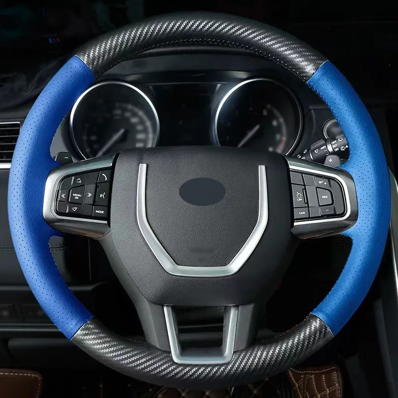 

Matt Carbon Fiber with Blue Leather Car Steering Wheel Cover Car Accessoires for Land Rover Freelander 2 Range Rover 4 Discovery