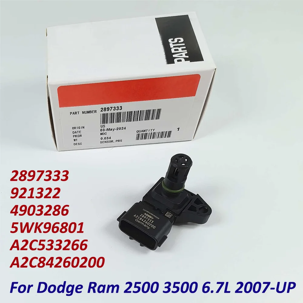 

OEM 2897333 5WK96801 MAP Manifold Air Intake Pressure Sensor For Dodgee Ram 6.7L 2007-UP A2C533266 921322 4903286 A2C84260200