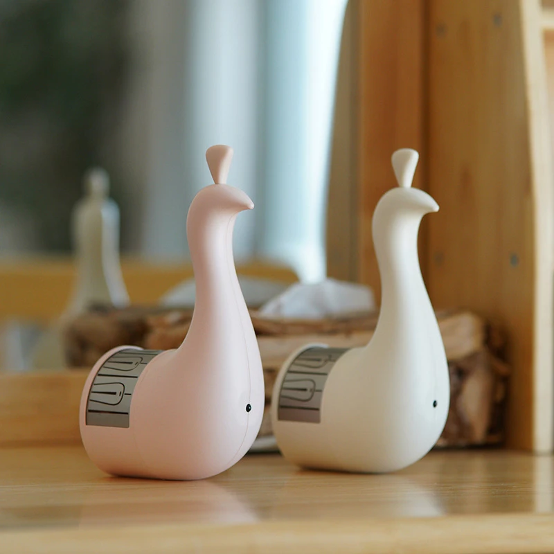 นกยูงโคมไฟบ้านรีโมทคอนโทรลติดผนัง Night Light ข้างเตียงที่มีสีสันบรรยากาศ Light Creative Birt