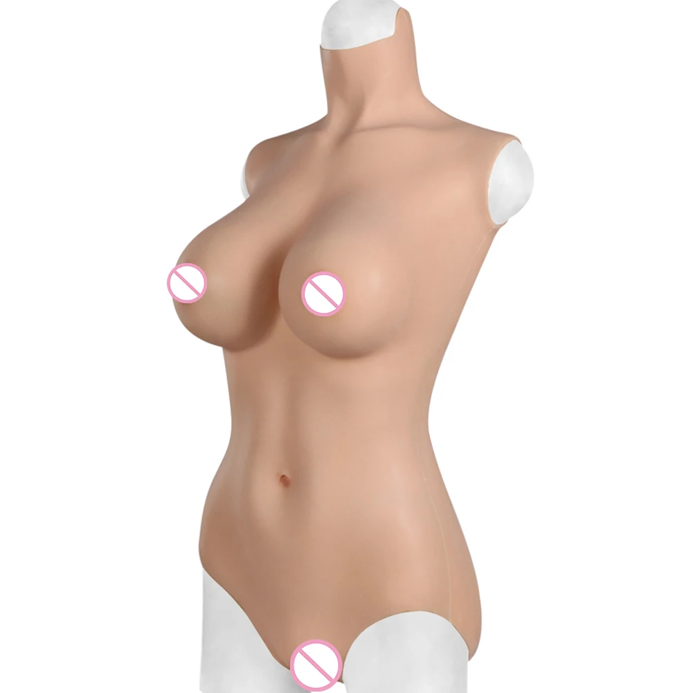 U-charmmore Realistic Silicone Bodysuits Fake Breast Forms Boobs Breastplate for Crossdressers Shemale Crossdressing Drag queen