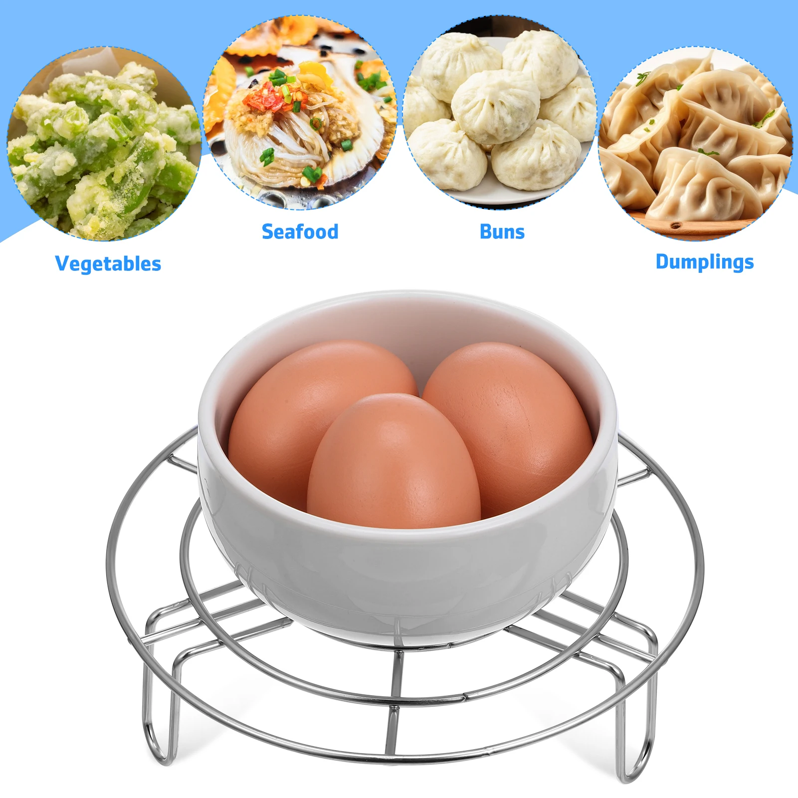 

2 pcs Steaming Rack For Pot 304 Stainless Steel Steam Basket Insert Triple Feet Stable Base Cooking Rack Pressure Cooker Air