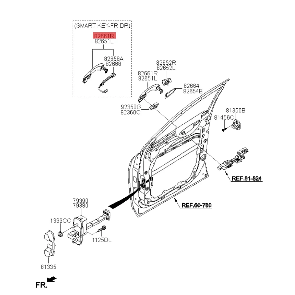 

Right Front Inductive Exterior Door Handle with Button 82661-C5710 for Kia Sorento 2015-2018 Chrome Catch Pull Handle