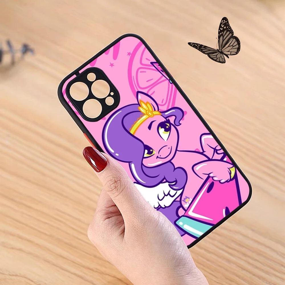 L-LittleS PonyS Phone Case Black for iPhone 13ProMax 15 12 11 14 Pro Max Mini 8 7 Plus SE2020 XS Max X XR Matte Cover