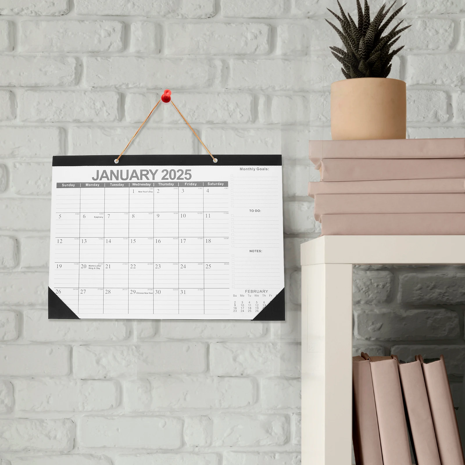 

Wall Hanging Calendar Home Organizer Large Size Black Monthly Planner Paper Schedule Decorative Office Use Easy Long