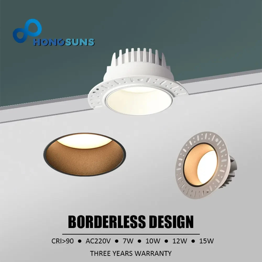 LED wpuszczany bez obramowania światło punktowe Downlight salon reflektor 7.5CM 9.5CM otwór Downlight minimalistyczny oświetlenie do sypialni