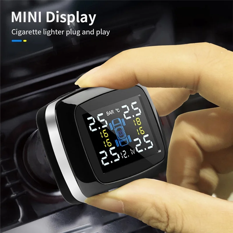 A30F-TPMS شاحن سيارة Tpms الاستشعار نظام مراقبة ضغط الإطارات السيارات الإطارات ضغط الهواء إنذار الأمن 4 أجهزة الاستشعار