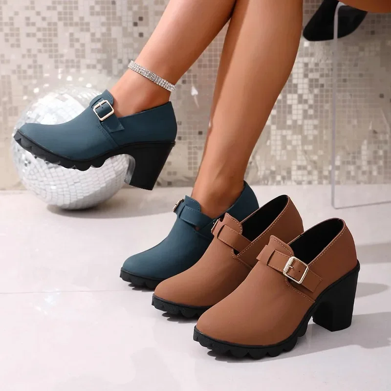 

Одиночные туфли больших размеров, женская новая весенне-осенняя, летняя и зимняя повседневная обувь, замшевая обувь на платформе и высоком каблуке