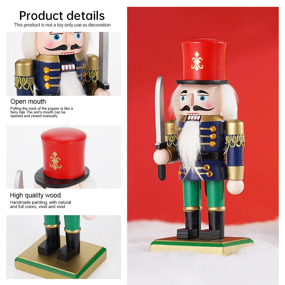 1pcs 20CM Christmas Nutcracker Fat Soldier wooden red/blue/Green ornament Creative collection for Christmas decoration home