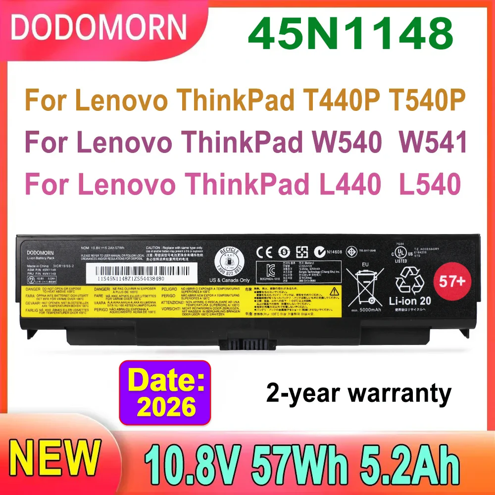 

Аккумулятор для ноутбука DODOMORN 57+ для Lenovo ThinkPad T440P T540P W540 W541 L440 L540 Seies 0C52863 45N1760 45N1159