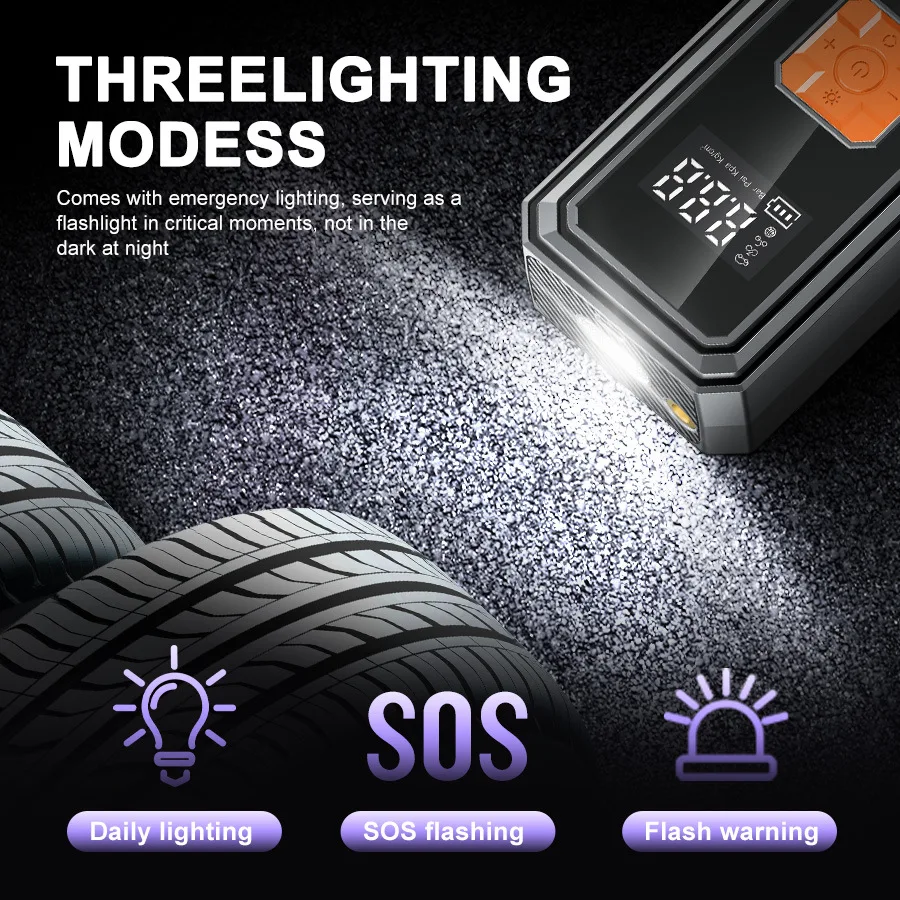 Wireless Car Air Compressor Air Pump Electric Tire Inflator Pump for Motorcycle Bicycle Boat AUTO Tyre Ball Inflatable LED Light