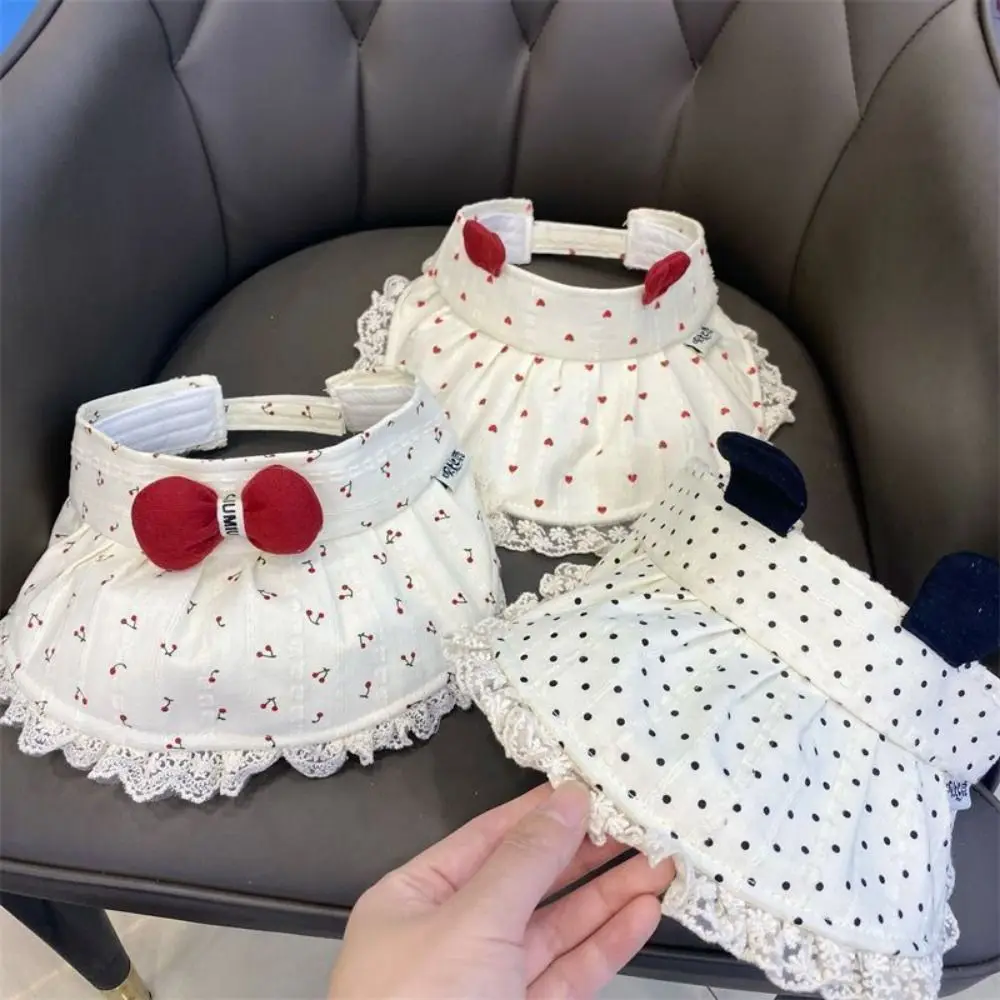 

Солнцезащитный козырек с кружевной отделкой, регулируемый, с открытым верхом, широкими полями, красным бантом и вишнёвым принтом, летний сезон