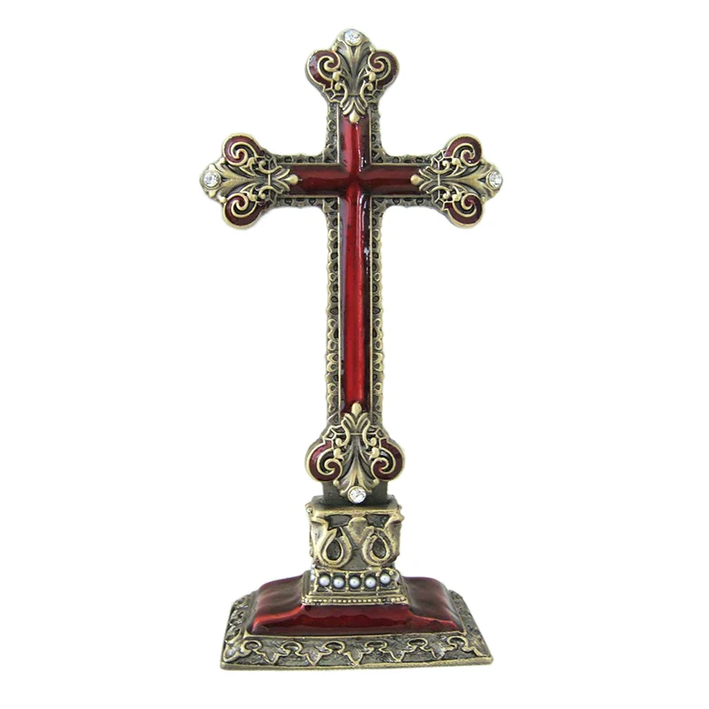 

Латунь ручной работы, эмаль и ювелирные изделия, металлический кронштейн из цинкового сплава, крест