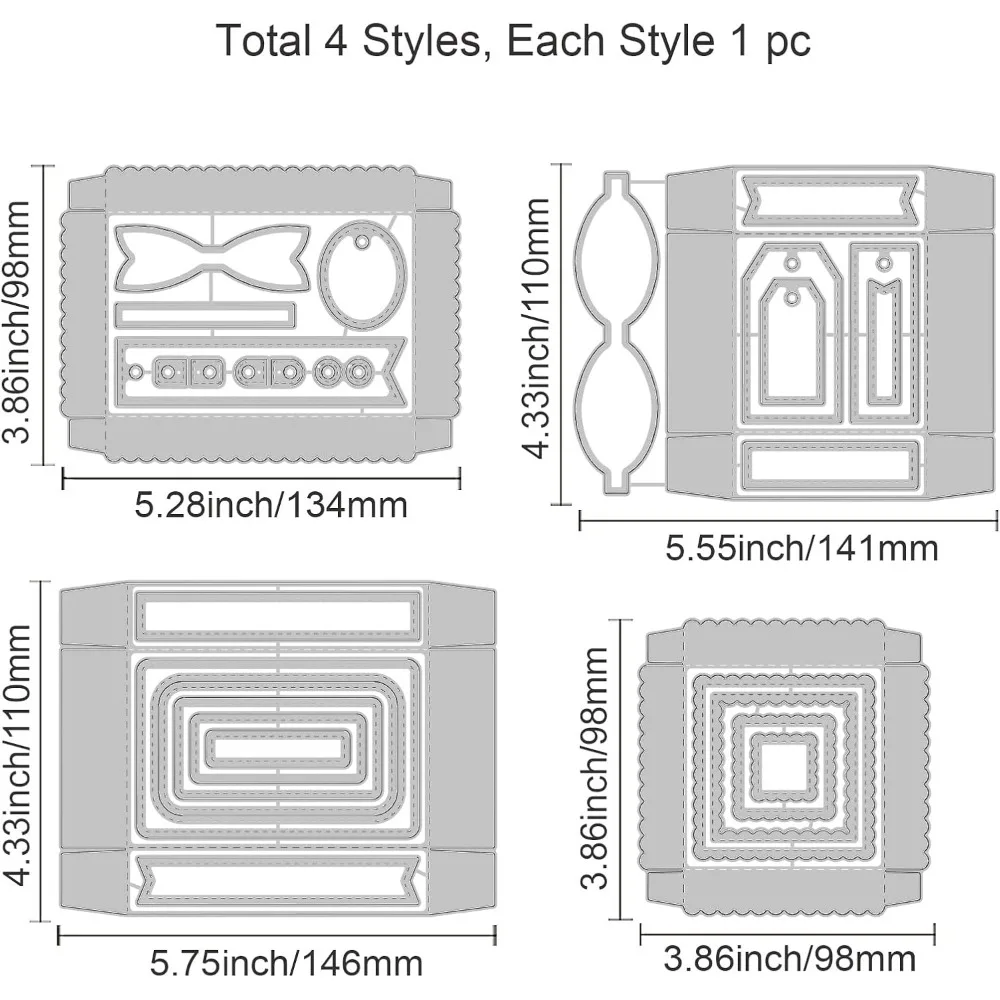 Caixa de presente com corte de janela, metal 3d, caixa de doces, estrutura, estênceis de gravação, modelo para fazer cartão de papel, decoração