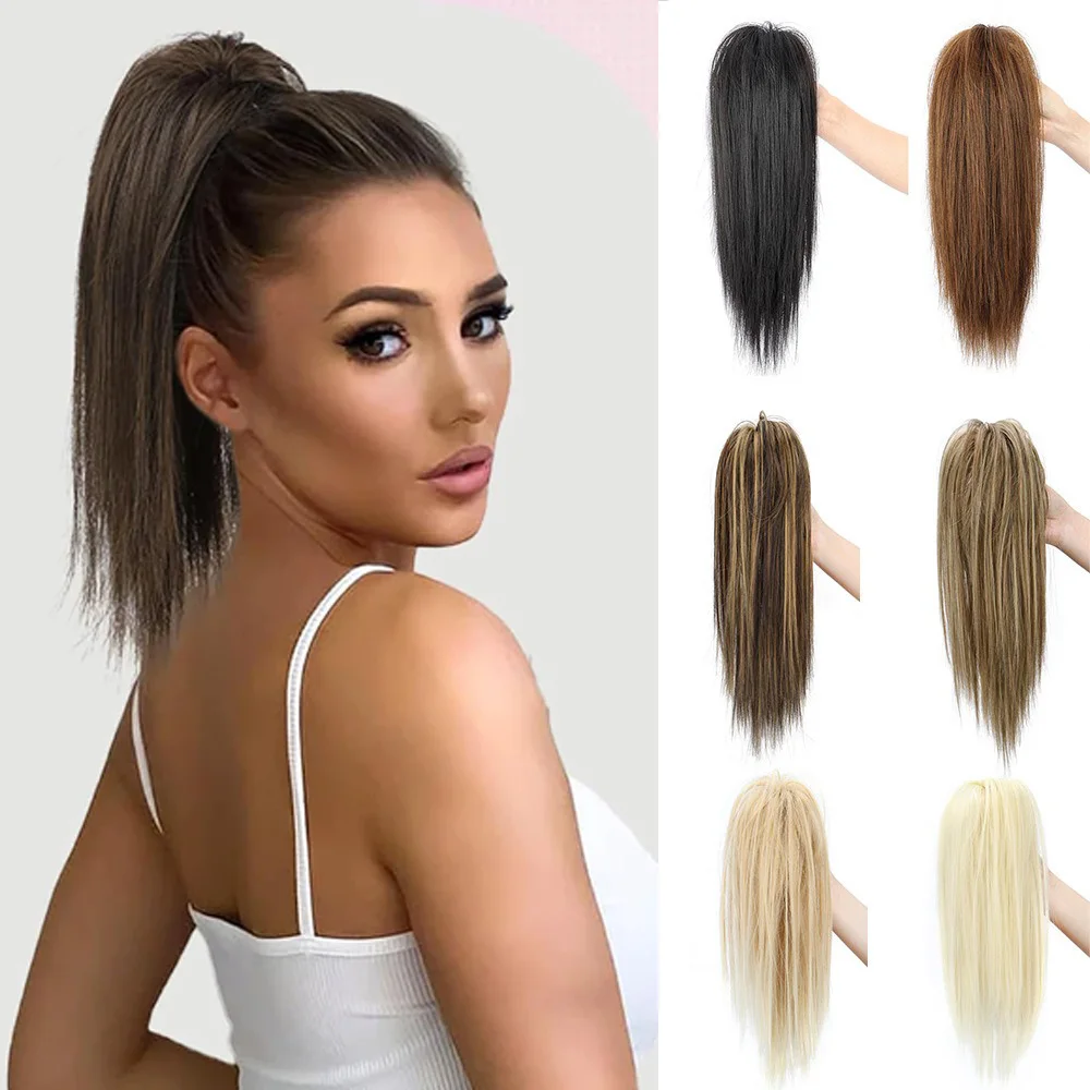 H&STAR 16Inch Synthetic Claw Clip Straight Ponytail Extensions Fluffy Ponytail Clip In Hair Extensions Elegant For Women